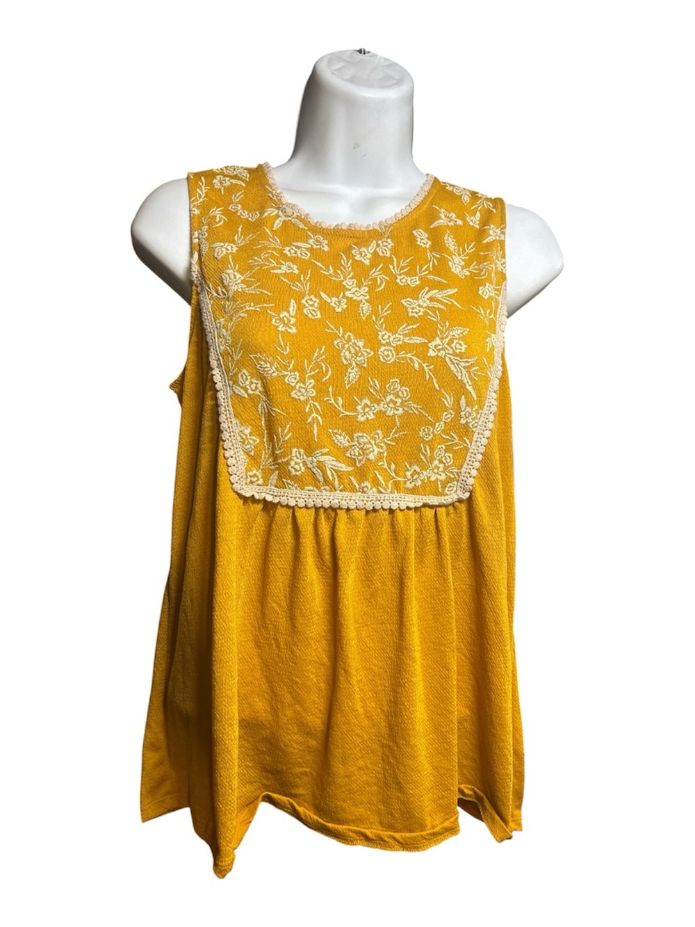Tempted Hearts Sleeveless Embroidered Babydoll Tank Top - Women's Size Small